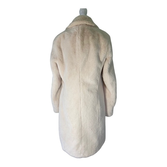 Calvin Klein Faux Fur Ivory Mid-Length Coat with Gold Accent Buttons (Size S) - Picture 2 of 10